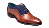 Barker Nicholas Brogue in Antique Rosewood / Navy Suede