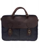 Barbour Wax and Leather Briefcase in Navy