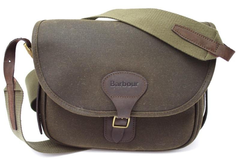 Barbour Waxed Cotton and Leather Cartridge Bag in Olive