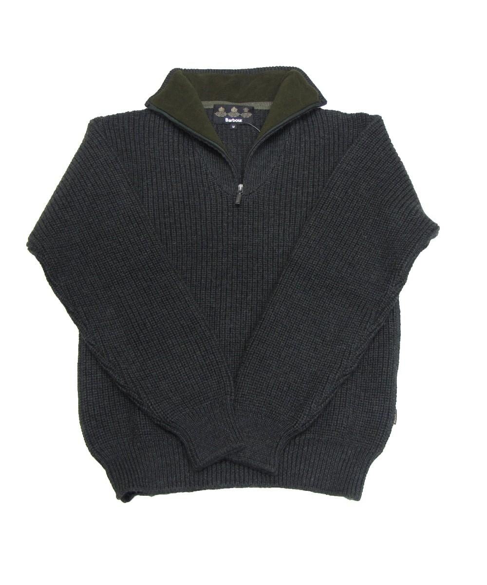 Barbour Tyne Zip Neck Sweater in Olive