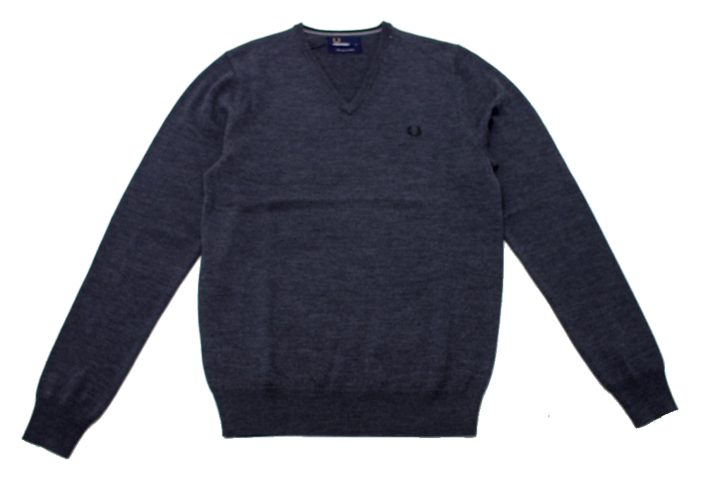 Fred Perry Classic Wool V Neck Jumper in Grey