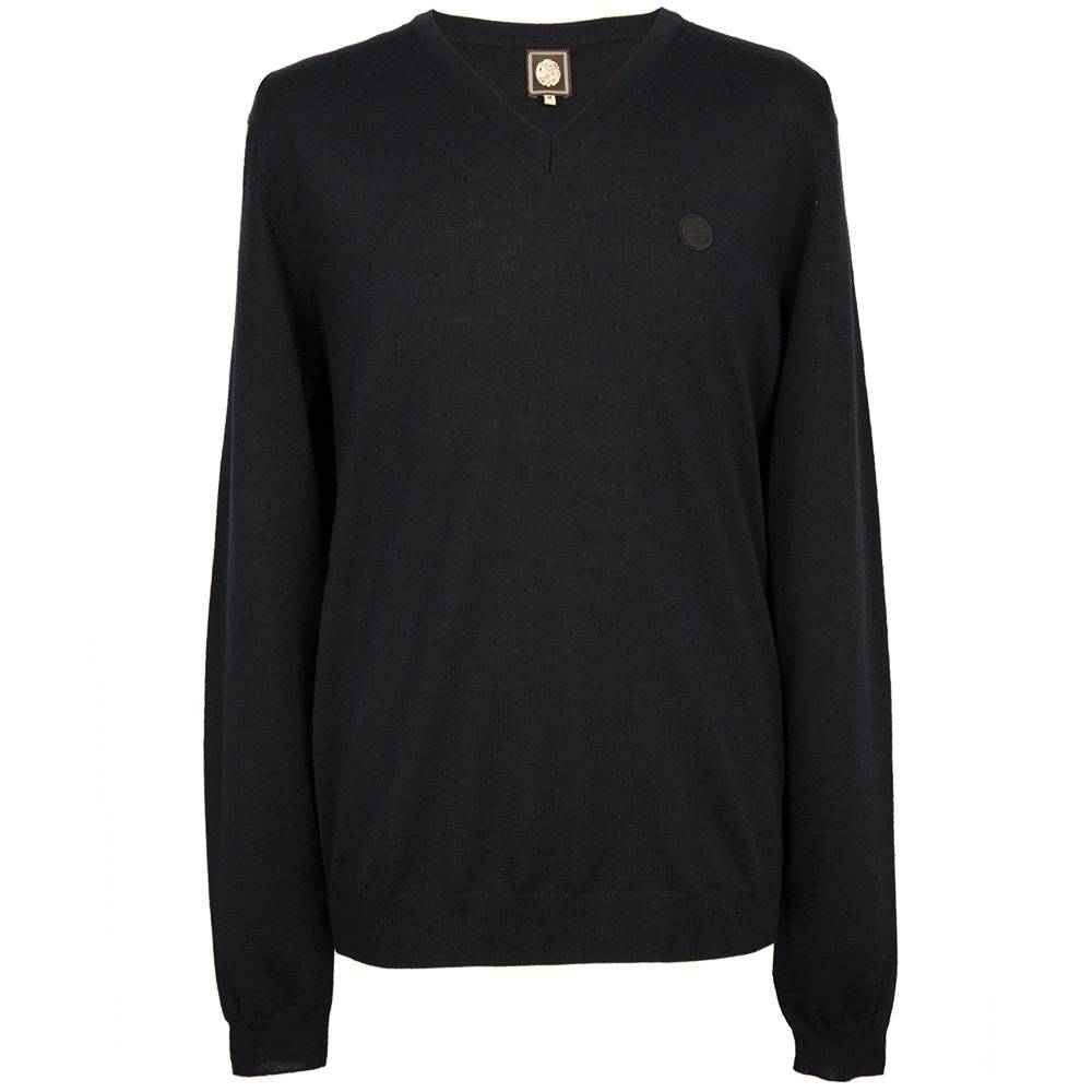 Pretty Green Hanover V Neck Sweater In Navy