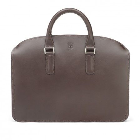Tusting Henley Leather Zip-Top Briefcase In Dark Brown Bridle