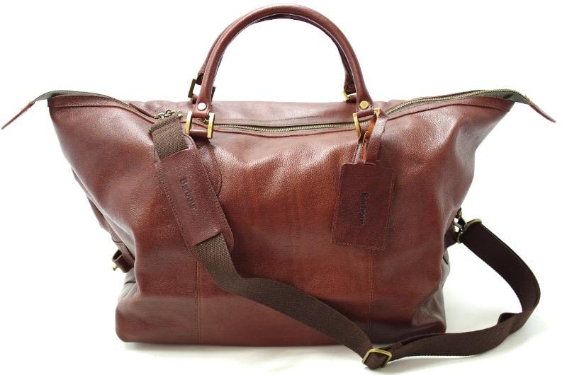Barbour Leather Medium Travel Bag in Brown