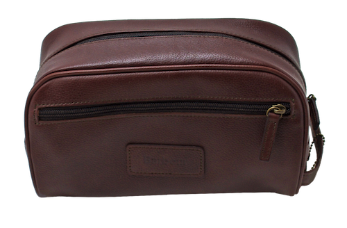 Barbour Leather Wash Bag in Brown