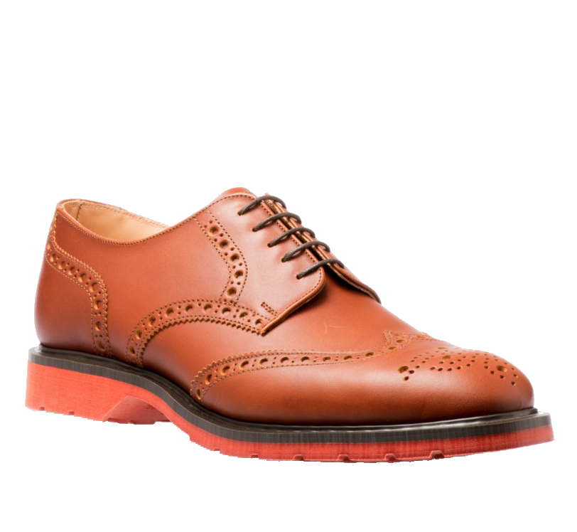 Solovair 5 Eye Gibson Brogue in Brown Red Sole