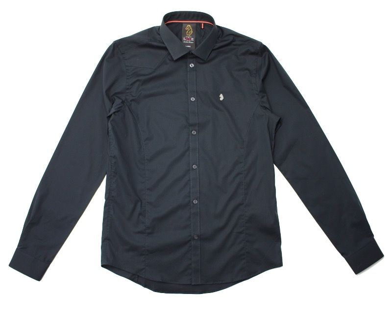 Luke Butchers Pencil Slim Shirt in Black