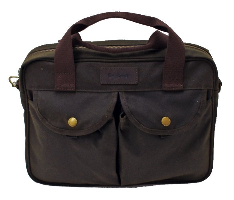 Barbour Waxed Longthorpe Laptop Bag in Olive